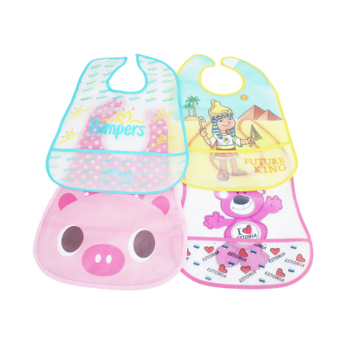 Baby Waterproof Toddler Bib With Crumb Catcher Pocket